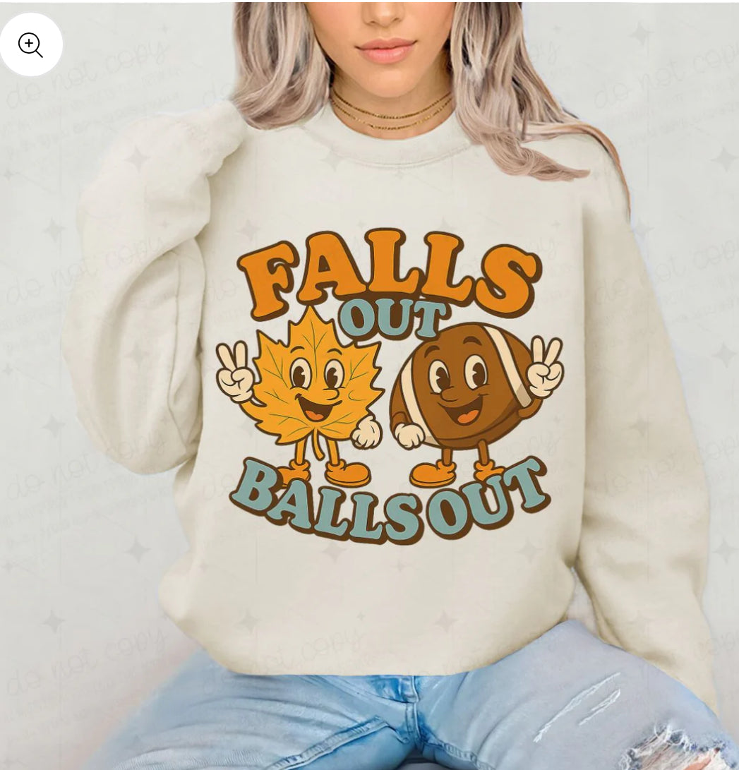FALLS OUT BALLS OUT