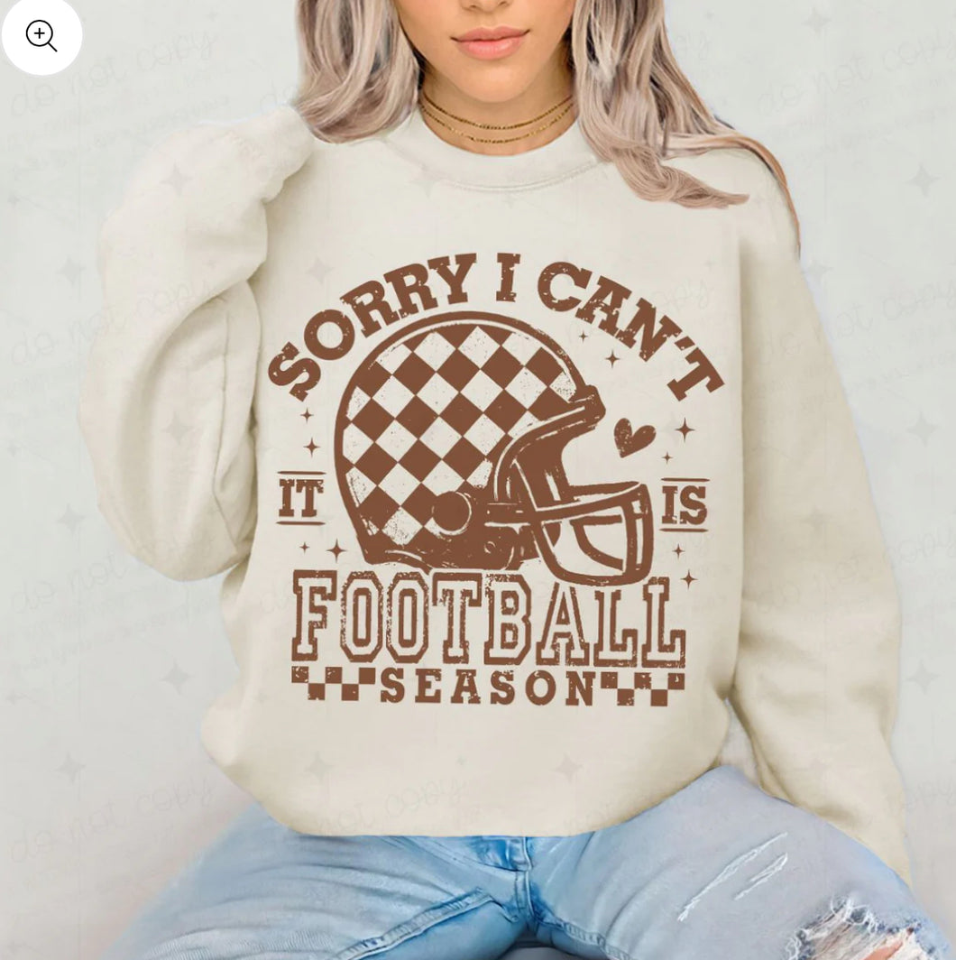 SORRY I CAN'T IT IS FOOTBALL SEASON