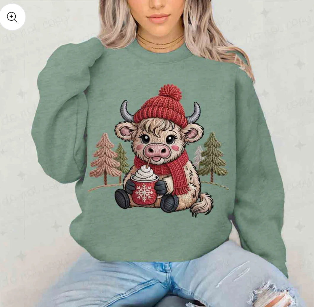 WINTER HIGHLAND COW - FAUX YARN