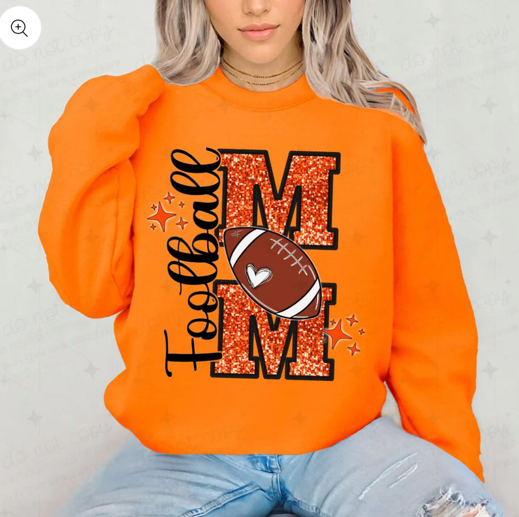 FOOTBALL MOM - FAUX GLITTER Orange