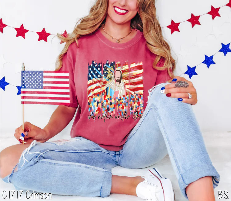 Faux Glitter One Nation Under God