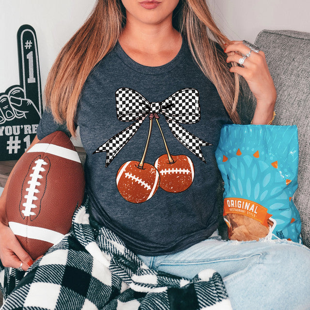 Checker Bow Footballs Cherry