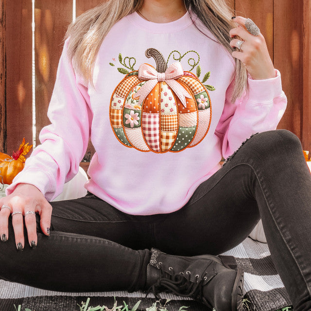 Patchwork Pumpkin Faux Embrodiery