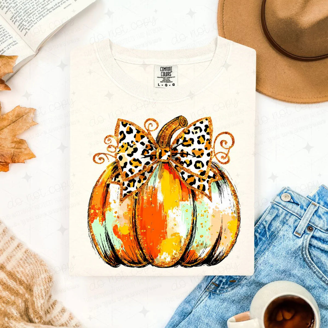 Pumpkin Leopard Bow