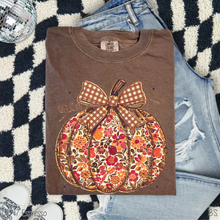 Load image into Gallery viewer, Floral Gingham Bow Pumpkin
