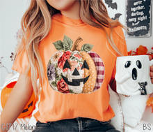 Load image into Gallery viewer, Floral Patchwork Faux Stitch Pumpkin
