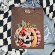 Load image into Gallery viewer, Floral Patchwork Faux Stitch Pumpkin
