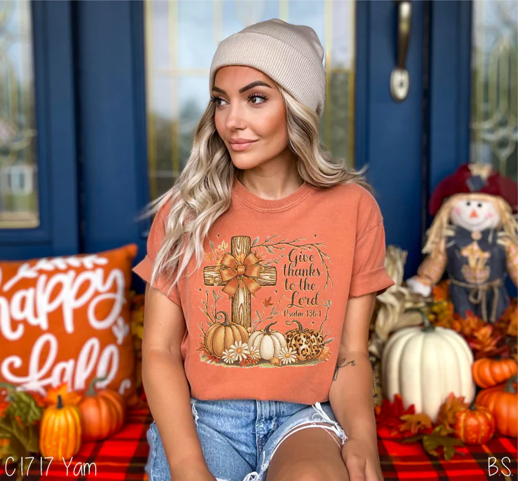 Cross Pumpkin Give Thanks Lord