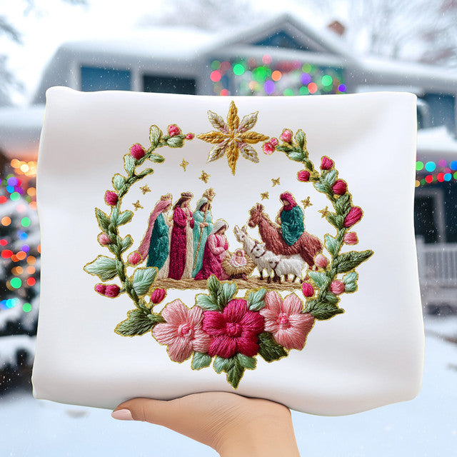 Faux French Knot Nativity