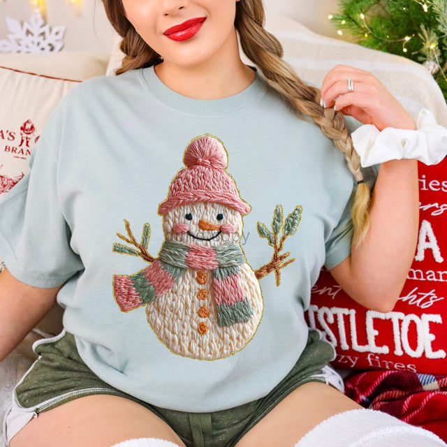 Faux French Knot Floral Snowman